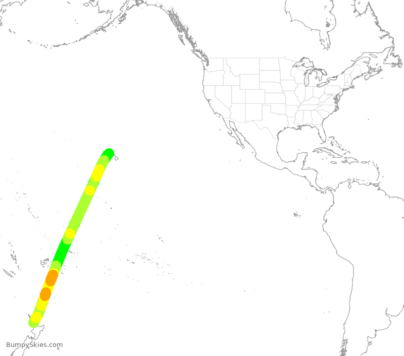 Turbulence forecast map for QFA7552, HNL to ZAA