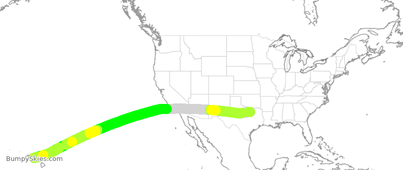 Turbulence forecast map for QFA7554, DFW to HNL