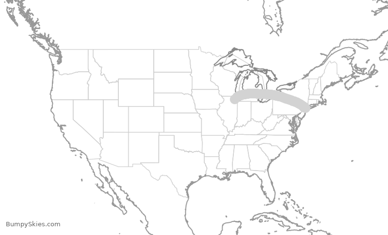 Turbulence forecast map for QFA7554, JFK to ORD