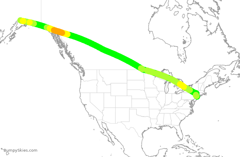 Turbulence forecast map for QFA7581, ANC to JFK