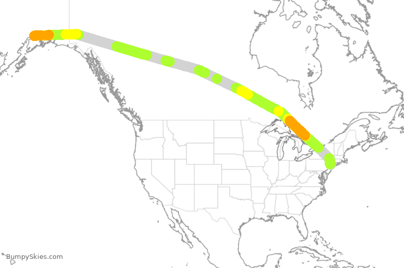 Turbulence forecast map for QFA7589, ANC to JFK