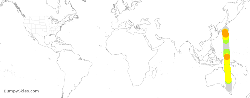 Turbulence forecast map for QFA79, MEL to NRT
