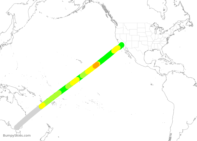Turbulence forecast map for QFA93, MML to LAX