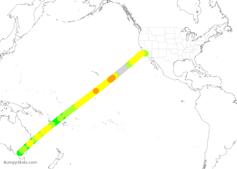 Turbulence forecast map for QFA94, LAX to MML