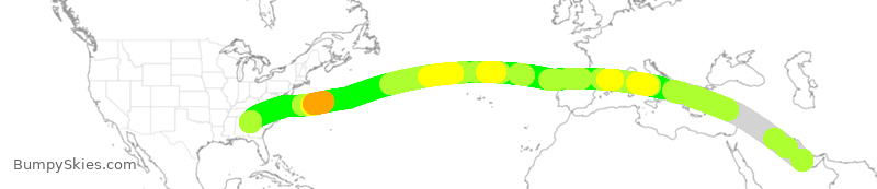 Turbulence forecast map for QTR16, DOH to ATL