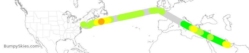 Turbulence forecast map for QTR17, JFK to DOH