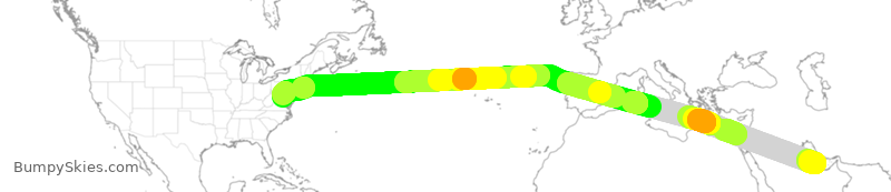 Turbulence forecast map for QTR18, DOH to IAD