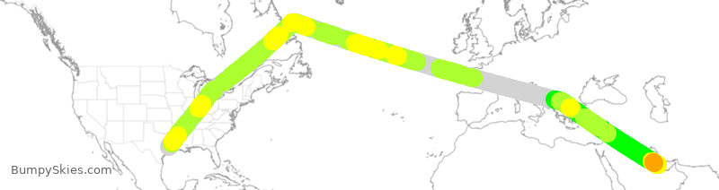 Turbulence forecast map for QTR1, IAH to DOH