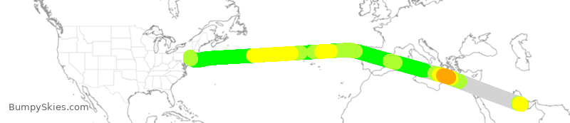 Turbulence forecast map for QTR20, DOH to JFK