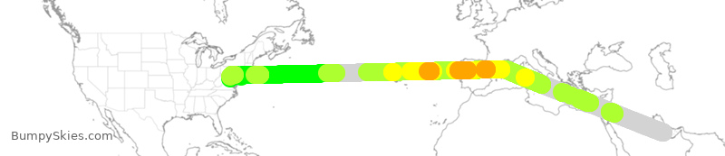 Turbulence forecast map for QTR24, DOH to IAD