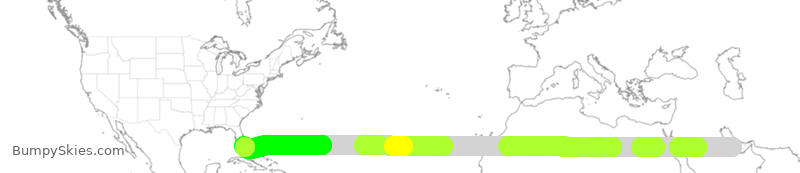 Turbulence forecast map for QTR3, DOH to MIA