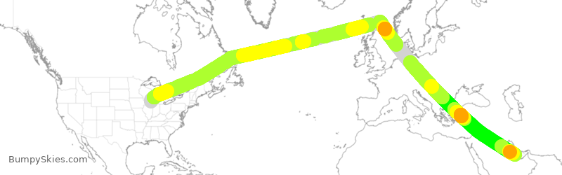 Turbulence forecast map for QTR44, ORD to DOH