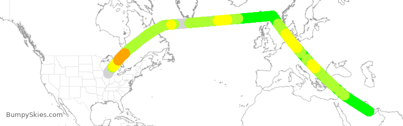 Turbulence forecast map for QTR46, ORD to DOH