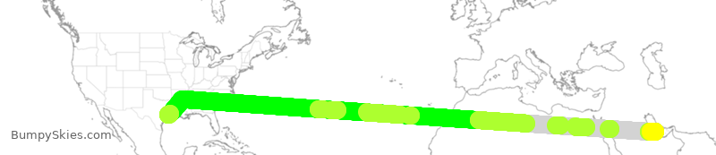 Turbulence forecast map for QTR58, DOH to IAH