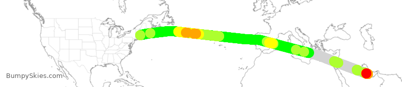 Turbulence forecast map for QTR60, DOH to BOS