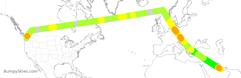Turbulence forecast map for QTR68, SEA to DOH