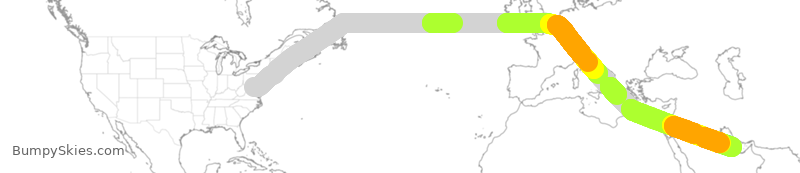 Turbulence forecast map for QTR708, IAD to THH