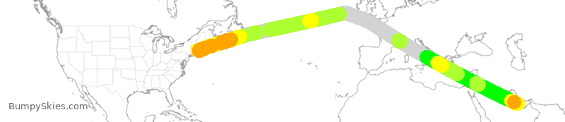 Turbulence forecast map for QTR71, BOS to DOH