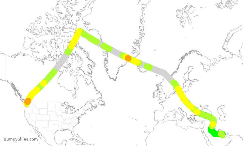 Turbulence forecast map for QTR720, SEA to DOH