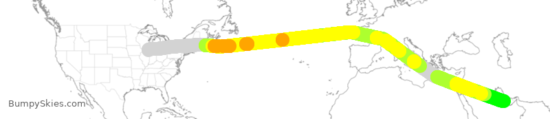 Turbulence forecast map for QTR726, ORD to DOH