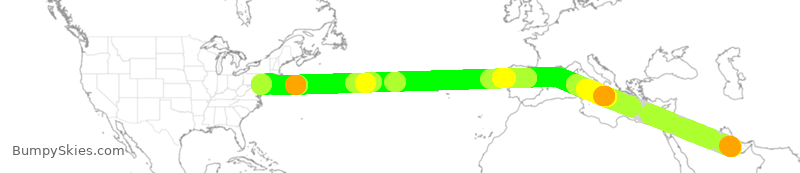 Turbulence forecast map for QTR727, DOH to PHL