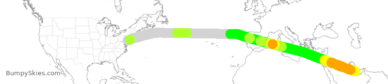 Turbulence forecast map for QTR728, PHL to DOH