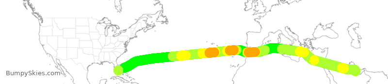 Turbulence forecast map for QTR778, MIA to THH