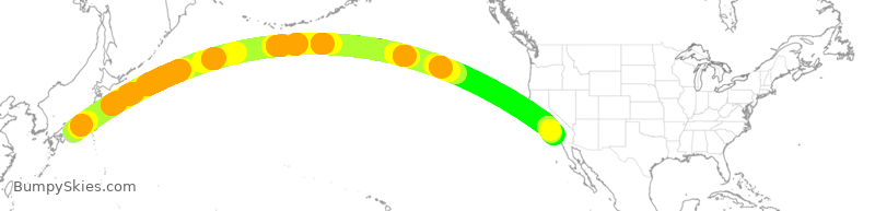 Turbulence forecast map for QTR8048, KIX to LAX