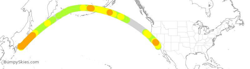 Turbulence forecast map for QTR8049, LAX to KIX