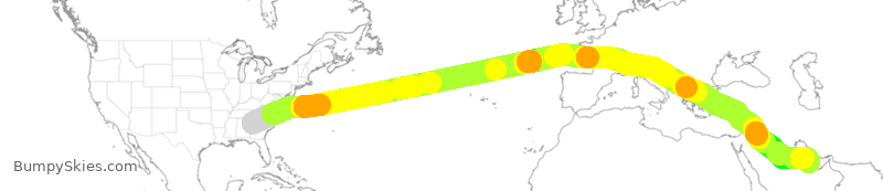 Turbulence forecast map for QTR8063, ATL to DOH