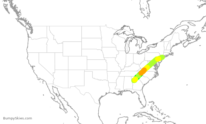Turbulence forecast map for QTR8074, JFK to ATL