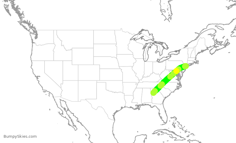 Turbulence forecast map for QTR8080, JFK to ATL