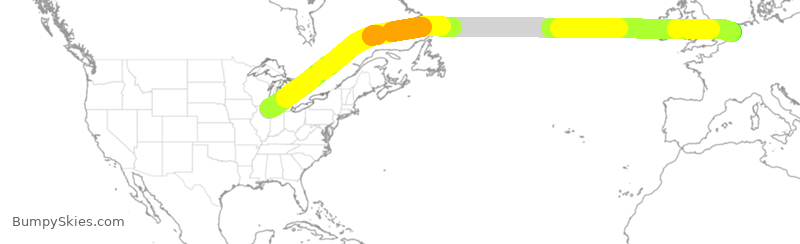 Turbulence forecast map for QTR8085, ORD to HAM