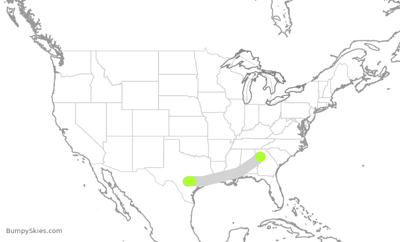 Turbulence forecast map for QTR8086, SAT to ATL