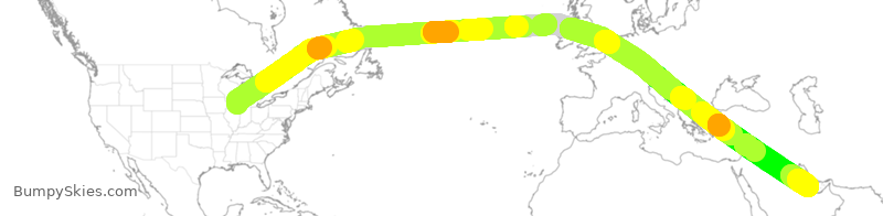 Turbulence forecast map for QTR8087, ORD to DOH