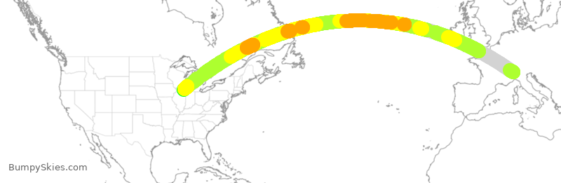 Turbulence forecast map for QTR8090, MXP to ORD