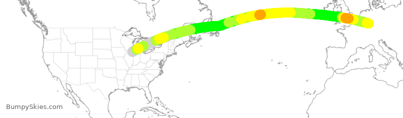Turbulence forecast map for QTR8095, ORD to FRA