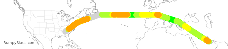 Turbulence forecast map for QTR8146, ATL to DOH