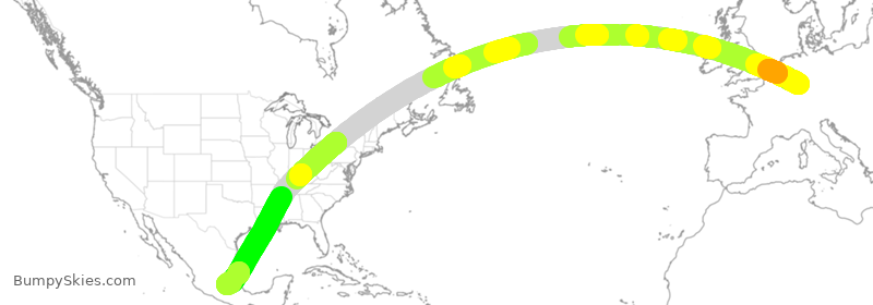 Turbulence forecast map for QTR8147, FRA to MMSM