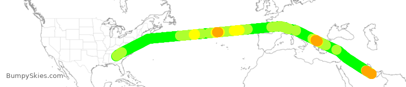 Turbulence forecast map for QTR8148, ATL to DOH