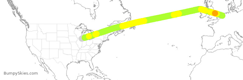 Turbulence forecast map for QTR8151, ORD to HAM