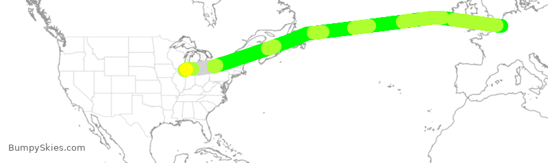 Turbulence forecast map for QTR8153, ORD to BRU