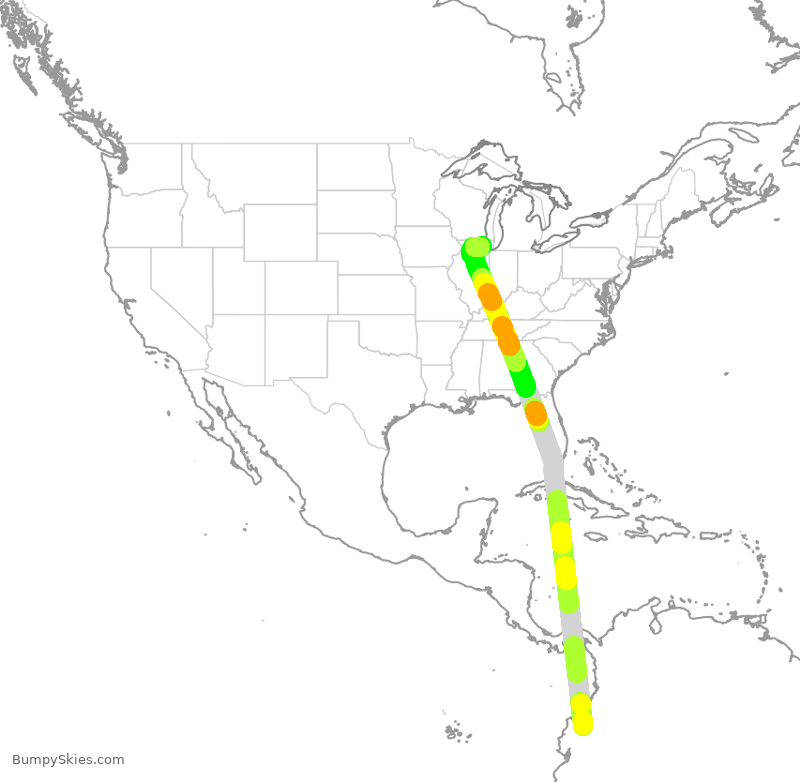Turbulence forecast map for QTR8158, UIO to ORD