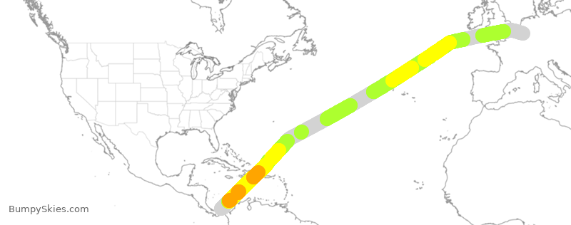 Turbulence forecast map for QTR8160, PTO to BLG