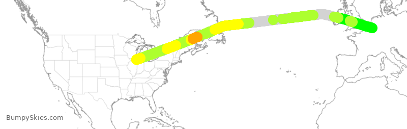 Turbulence forecast map for QTR8163, ORD to LGG
