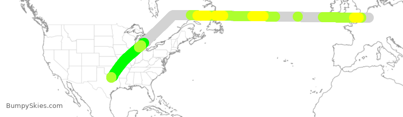Turbulence forecast map for QTR8164, LGG to DFW