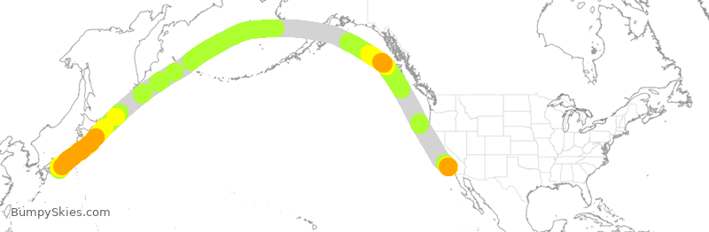 Turbulence forecast map for QTR8177, LAX to KIX