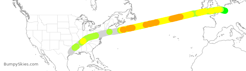 Turbulence forecast map for QTR8188, IAH to LGG