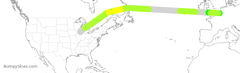 Turbulence forecast map for QTR8202, ORD to BRU