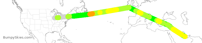 Turbulence forecast map for QTR8204, ORD to DOH